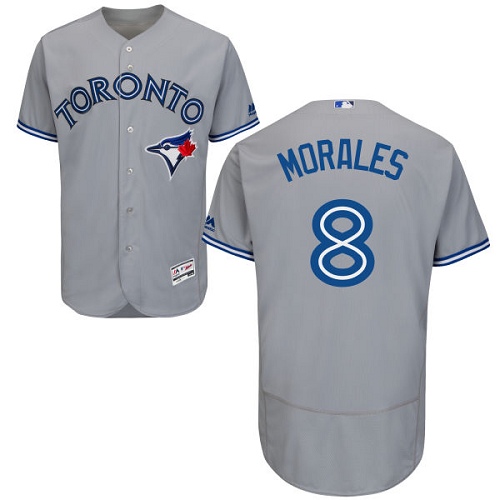 Toronto Blue Jays #8 Kendrys Morales Grey Flexbase Authentic Collection Stitched Jersey Men's