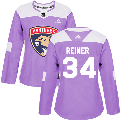 Adidas Florida Panthers #34 James Reimer Purple Authentic Fights Cancer Women's Stitched Jersey Womens