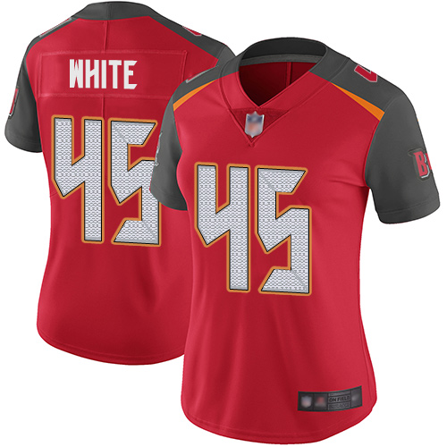 Buccaneers #45 Devin White Red Team Color Women's Stitched Vapor Untouchable Limited Jersey