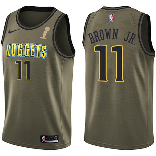 Nuggets #11 Bruce Brown Jr. Green Women's 2023 Finals Champions Salute To Service Swingman Jersey