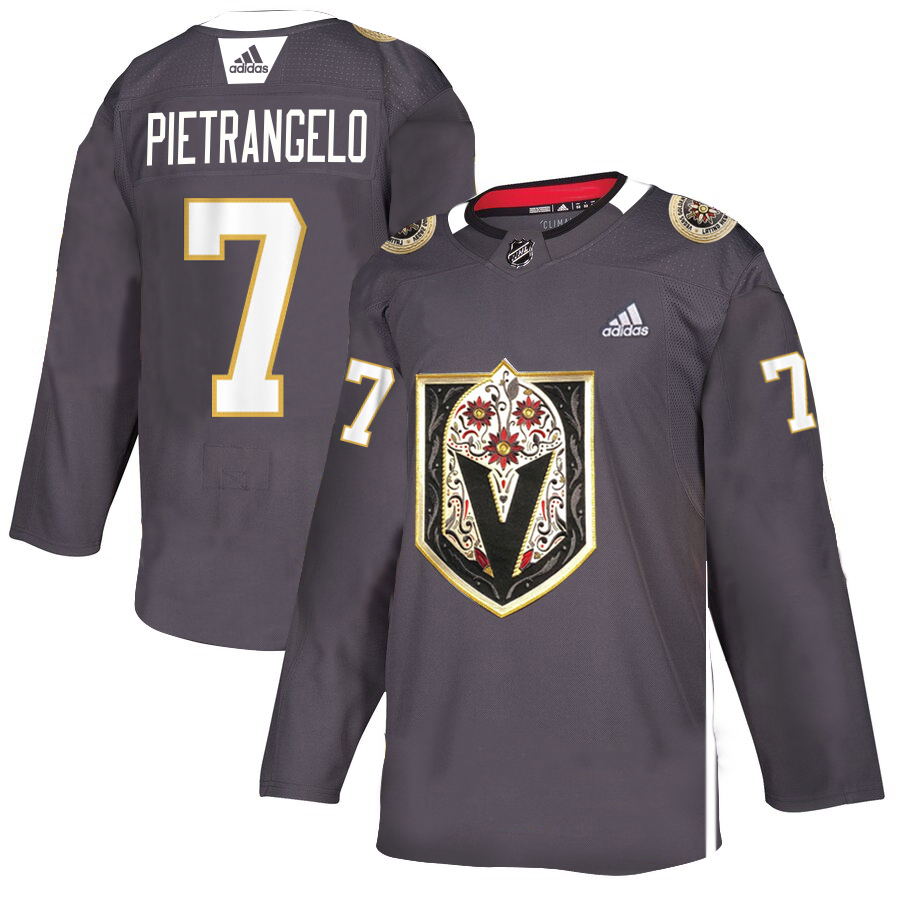 Vegas Golden Knights #7 Alex Pietrangelo Men's Grey Adidas Latino Heritage Night Stitched Jersey