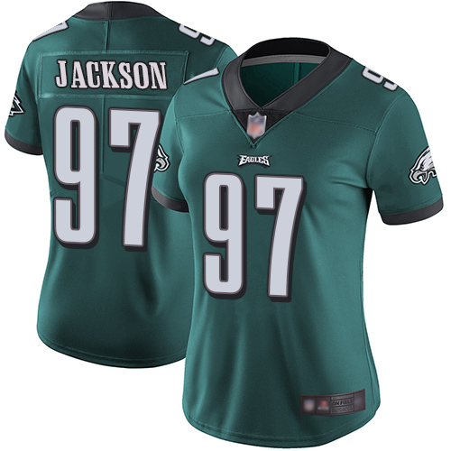 Philadelphia Eagles #97 Malik Jackson Midnight Green Team Color Women's Stitched Vapor Untouchable Limited Jersey Womens