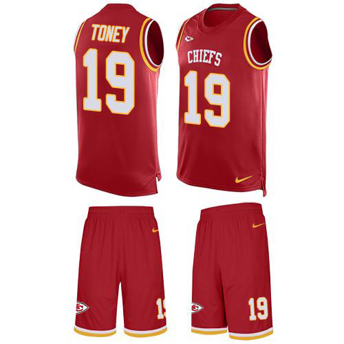 Chiefs #19 Kadarius Toney Red Team Color Men's Stitched Limited Tank Top Suit Jersey