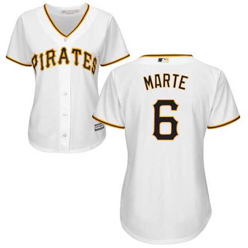 Pittsburgh Pirates #6 Starling Marte White Home Women's Stitched Jersey Womens