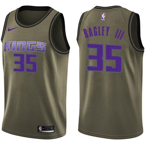 Sacramento Kings #35 Marvin Bagley III Green Youth Swingman Salute to Service Jersey Youth