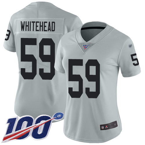 Las Vegas Raiders #59 Tahir Whitehead Silver Women's Stitched Limited Inverted Legend 100th Season Jersey Womens