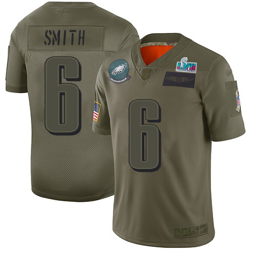 Eagles #6 DeVonta Smith Camo Super Bowl LVII Patch Youth Stitched Limited 2019 Salute To Service Jersey