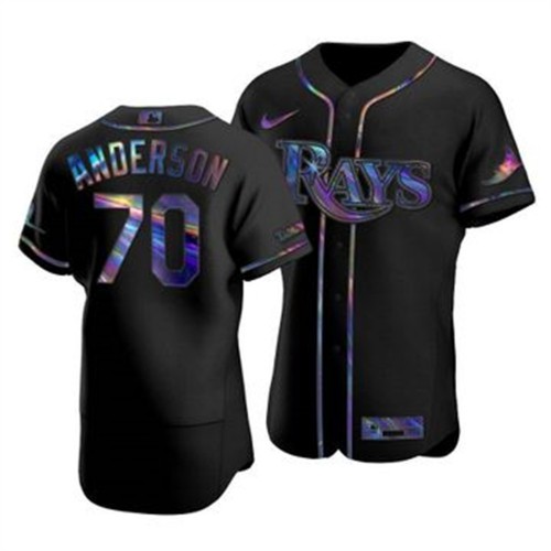 Tampa Bay Tampa Bay Rays #70 Nick Anderson Men's Iridescent Holographic Collection Jersey - Black Men's