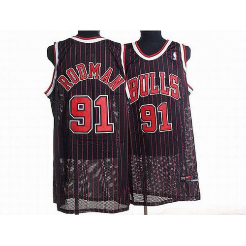 Chicago Bulls #91 Dennis Rodman Stitched Black Jersey Mens