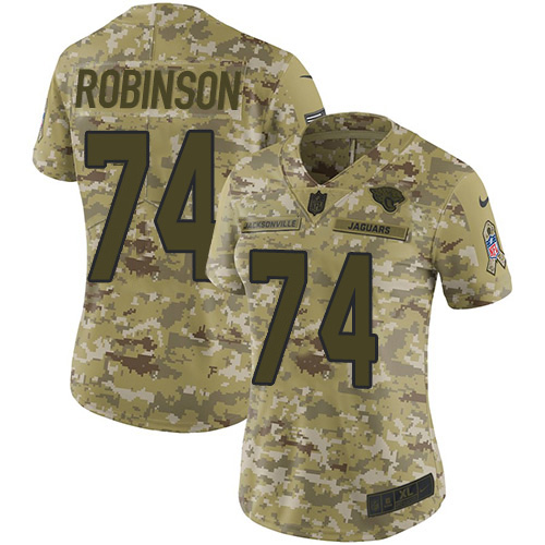 Jacksonville Jaguars #74 Cam Robinson Camo Women's Stitched Limited 2018 Salute To Service Jersey Womens