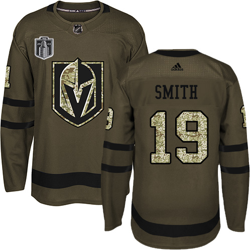 Adidas Golden Knights #19 Reilly Smith Green Youth 2023 Stanley Cup Final Patch Salute To Service Stitched Jersey