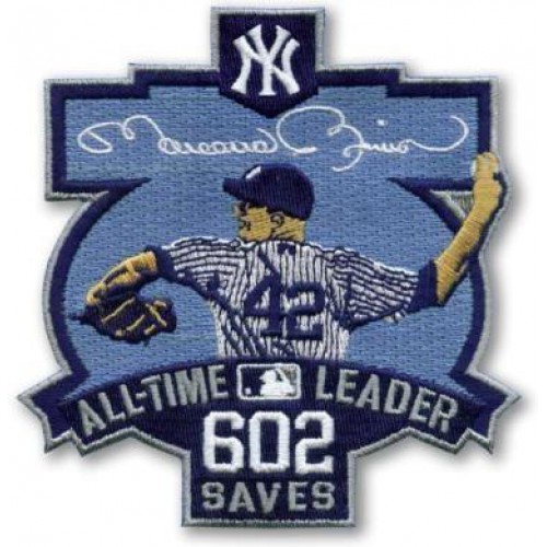 Stitched New York New York Yankees 42 Mariano Rivera 602 Saves Jersey Patch Men's
