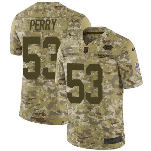 Green Bay Packers #53 Nick Perry Camo Men's Stitched Limited 2018 Salute To Service Jersey Men's
