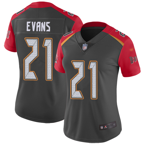Tampa Bay Buccaneers #21 Justin Evans Gray Women's Stitched Limited Inverted Legend Jersey Womens