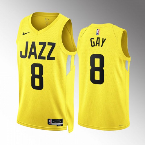 Utah Utah Jazz #8 Rudy Gay Mens Yellow 2022-23 Icon Edition Jersey Mens