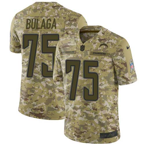 Los Angeles Chargers #75 Bryan Bulaga Camo Youth Stitched Limited 2018 Salute To Service Jersey Youth