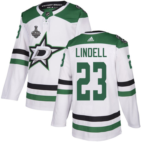 Adidas Dallas Stars #23 Esa Lindell White Road Authentic 2020 Stanley Cup Final Stitched Jersey Men's