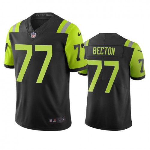 New York New York Jets #77 Mekhi Becton Men's Black Green City Edition Vapor Limited Jersey Men's