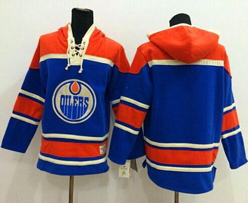 Oilers Blank Light Blue Sawyer Hooded Sweatshirt Stitched Jersey