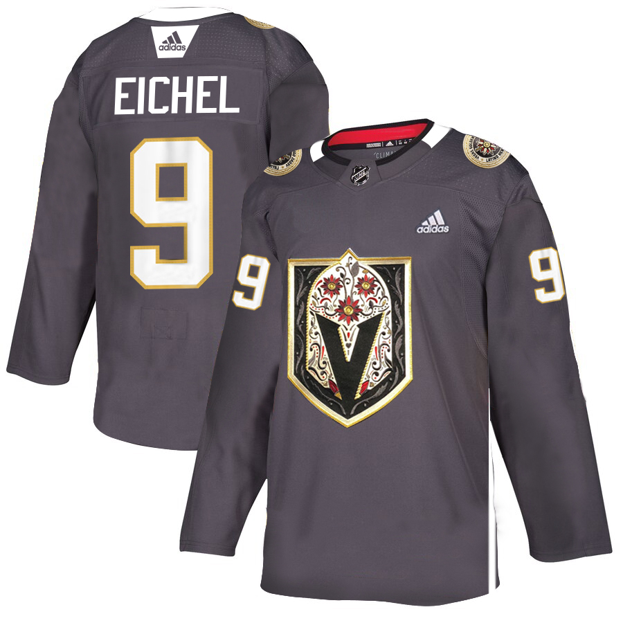 Vegas Golden Knights #9 Jack Eichel Men's Grey Adidas Latino Heritage Night Stitched Jersey