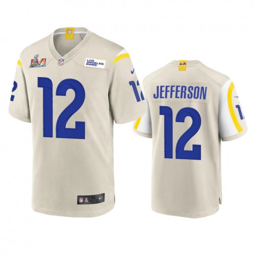 Los Angeles Los Angeles Rams #12 Van Jefferson Men's Super Bowl LVI Patch Game Jersey - Bone Men's