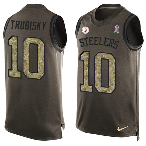 Steelers #10 Mitchell Trubisky Green Men's Stitched Limited Salute To Service Tank Top Jersey