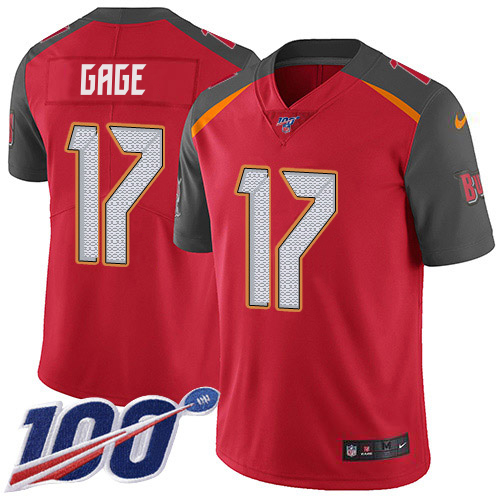 Buccaneers #17 Russell Gage Red Team Color Men's Stitched 100th Season Vapor Untouchable Limited Jersey