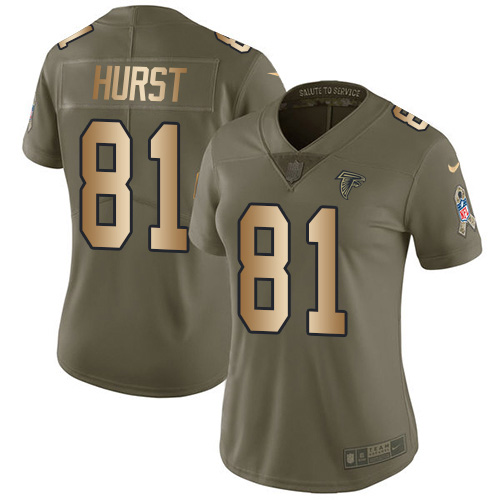 Atlanta Falcons #81 Hayden Hurst Olive/Gold Women's Stitched Limited 2017 Salute To Service Jersey Womens
