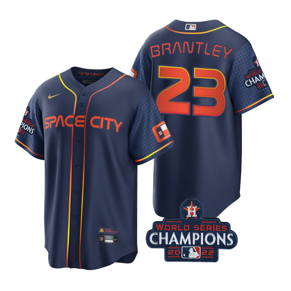 Houston Astros #23 Michael Brantley Navy 2022 World Series Champions Men's Game City Connect Jersey