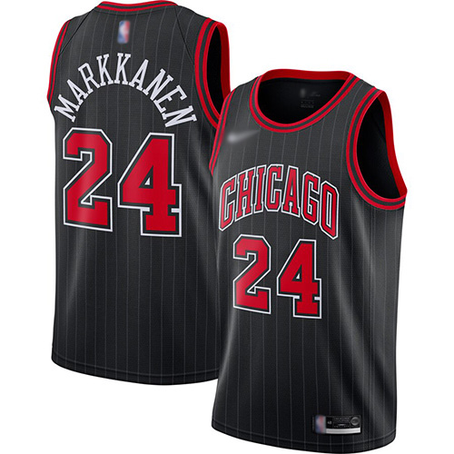 Chicago Bulls #24 Lauri Markkanen Black Swingman Statement Edition 2019/2020 Jersey Mens
