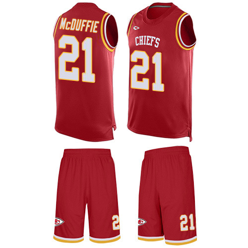 Chiefs #21 Trent McDuffie Red Team Color Men's Stitched Limited Tank Top Suit Jersey
