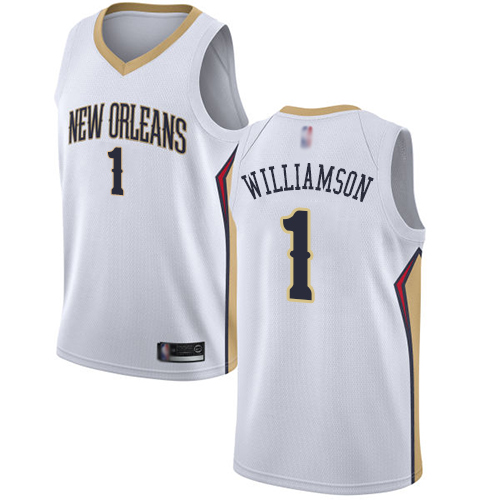 New Orleans Pelicans #1 Zion Williamson White Swingman Association Edition Jersey Mens