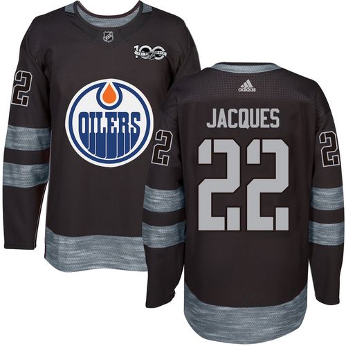 Adidas Edmonton Oilers #22 Jean-Francois Jacques Black 1917-2017 100th Anniversary Stitched Jersey Men's