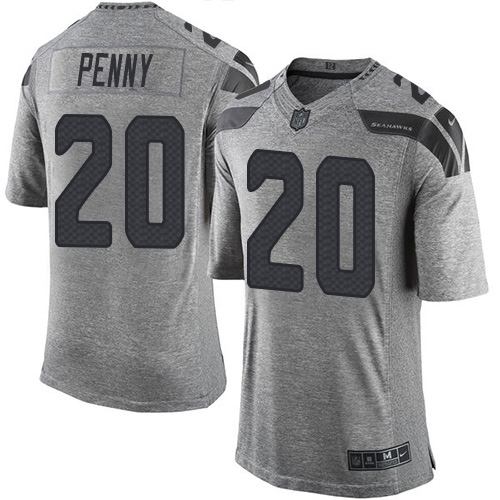Seattle Seahawks #20 Rashaad Penny Gray Men's Stitched Limited Gridiron Gray Jersey Men's