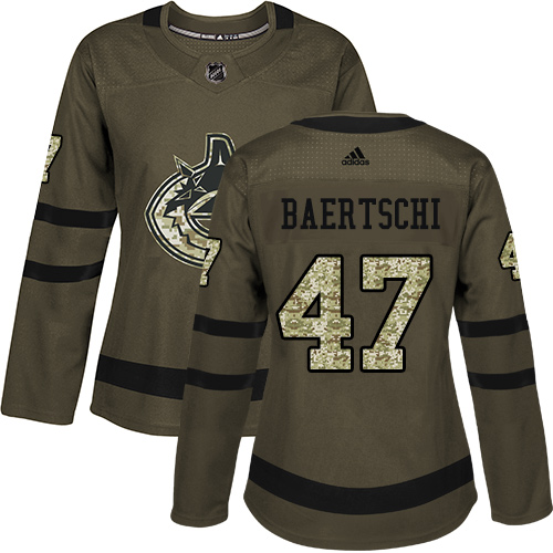 Adidas Vancouver Canucks #47 Sven Baertschi Green Salute to Service Women's Stitched Jersey Womens