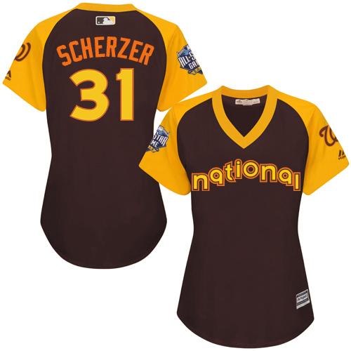 Washington Nationals #31 Max Scherzer Brown 2016 All-Star National League Women's Stitched Jersey Womens