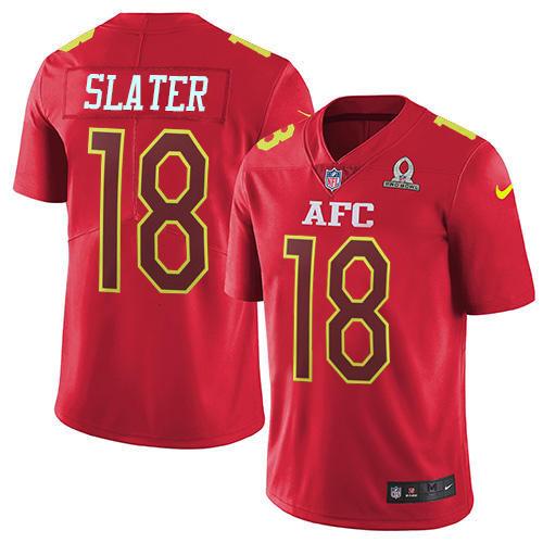 Patriots #18 Matt Slater Red Youth Stitched Limited AFC 2017 Pro Bowl Jersey