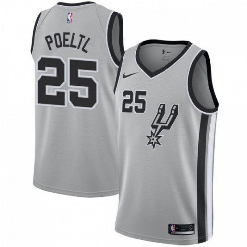 San Antonio Spurs #25 Jakob Poeltl Silver Womens Swingman Statement Edition Jersey Womens