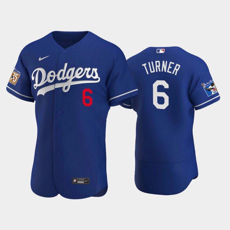 Los Angeles Dodgers #6 Trea Turner Men's Jackie Robinson 75th Anniversary Authentic Jersey - Royal