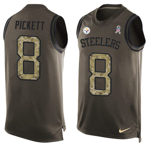 Steelers #8 Kenny Pickett Green Men's Stitched Limited Salute To Service Tank Top Jersey
