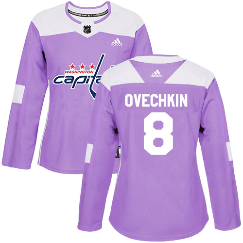 Adidas Washington Capitals #8 Alex Ovechkin Purple Authentic Fights Cancer Women's Stitched Jersey Womens