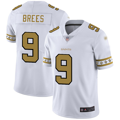 Saints #9 Drew Brees White Men's Stitched Limited Team Logo Fashion Jersey