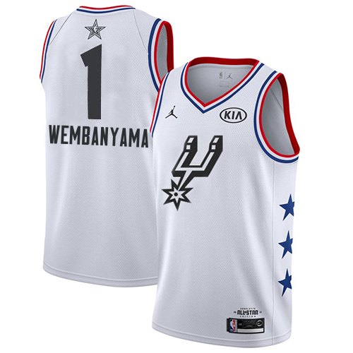 San Antonio Spurs #1 Victor Wembanyama White Women's Jordan Swingman 2019 All-Star Game Jersey