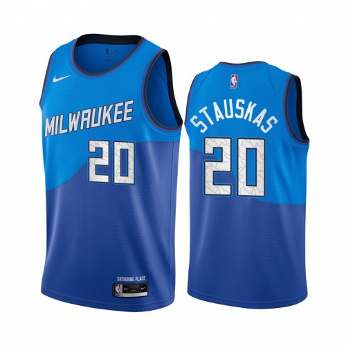 Milwaukee Bucks #20 Nik Stauskas Blue Swingman 2020-21 City Edition Jersey Mens