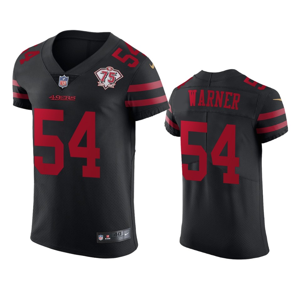49ers #54 Fred Warner Black Alternate Men's 75th Anniversary Stitched Vapor Untouchable Elite Jersey