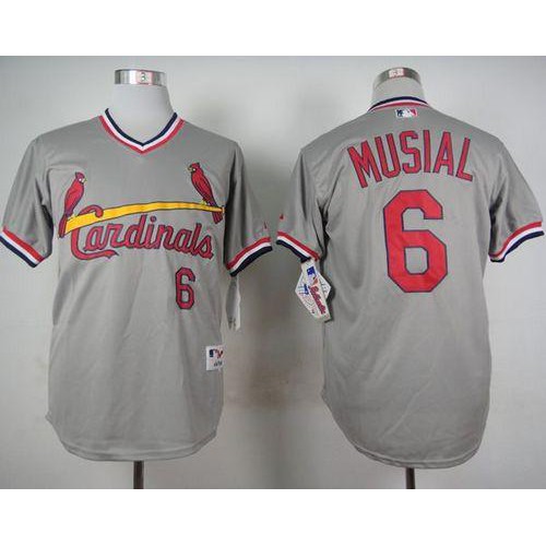 St.Louis Cardinals #6 Stan Musial Grey 1978 Turn Back The Clock Stitched Jersey Men's