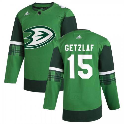 Anaheim Anaheim Ducks #15 Ryan Getzlaf Men's Adidas 2020 St. Patrick's Day Stitched Jersey Green.jpg Men's