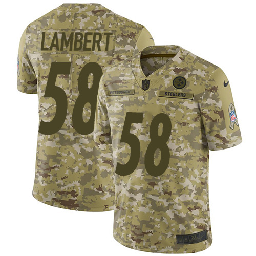 Pittsburgh Steelers #58 Jack Lambert Camo Youth Stitched Limited 2018 Salute to Service Jersey Youth