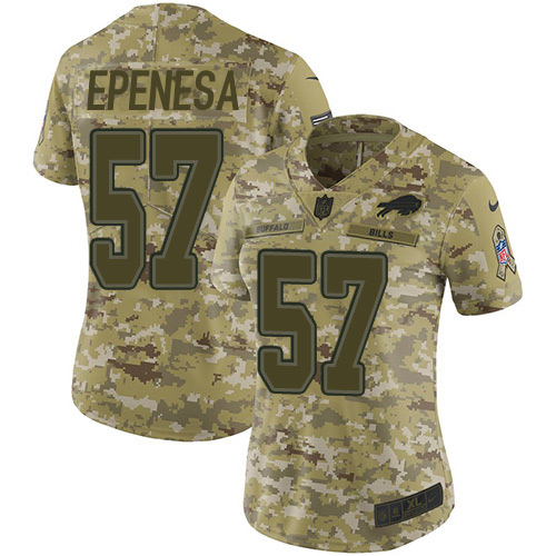 Buffalo Bills #57 A.J. Epenesas Camo Women's Stitched Limited 2018 Salute To Service Jersey Womens