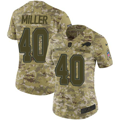 Bills #40 Von Miller Camo Women's Stitched Limited 2018 Salute To Service Jersey